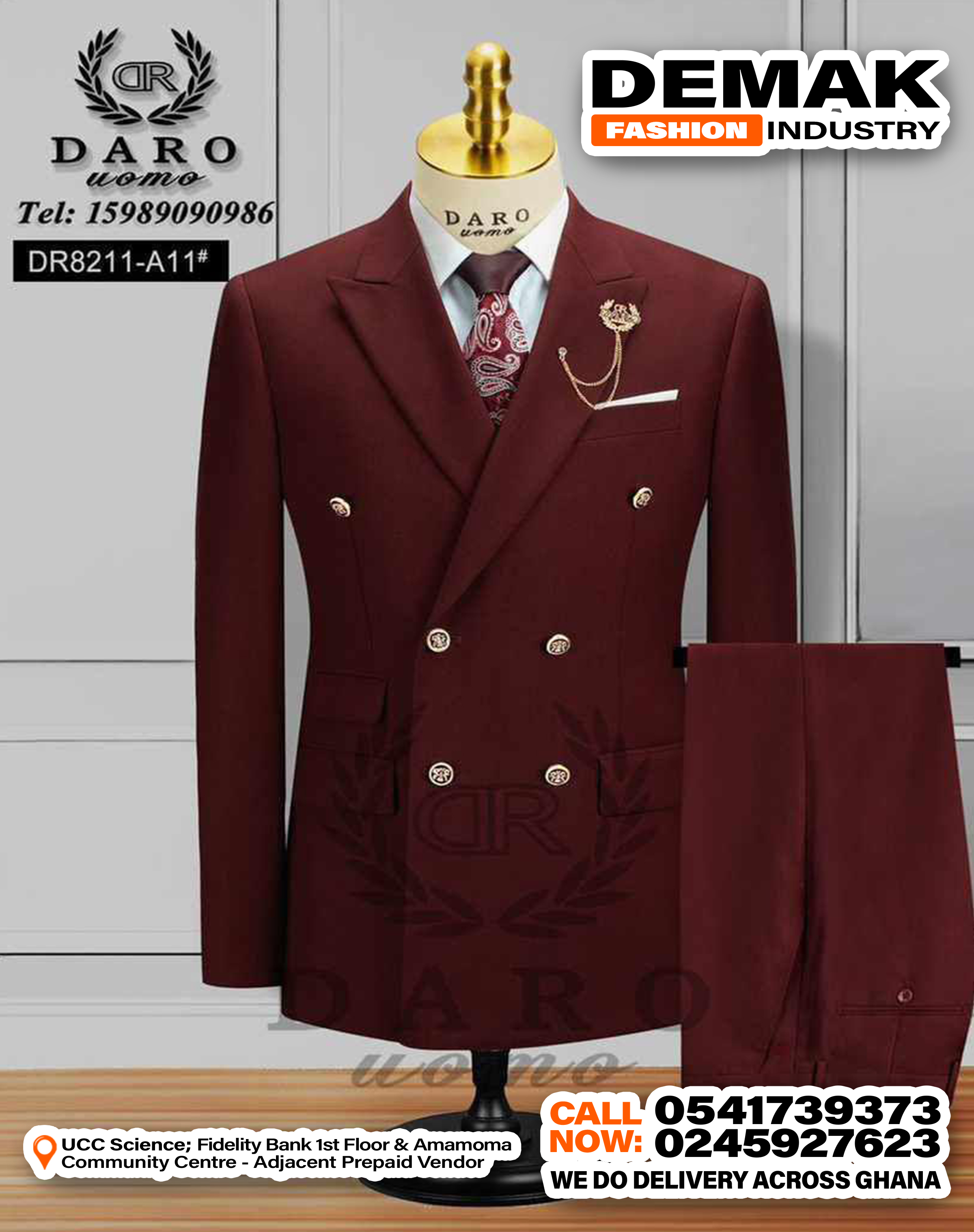 Double-Breasted Daro Suits (Wine)